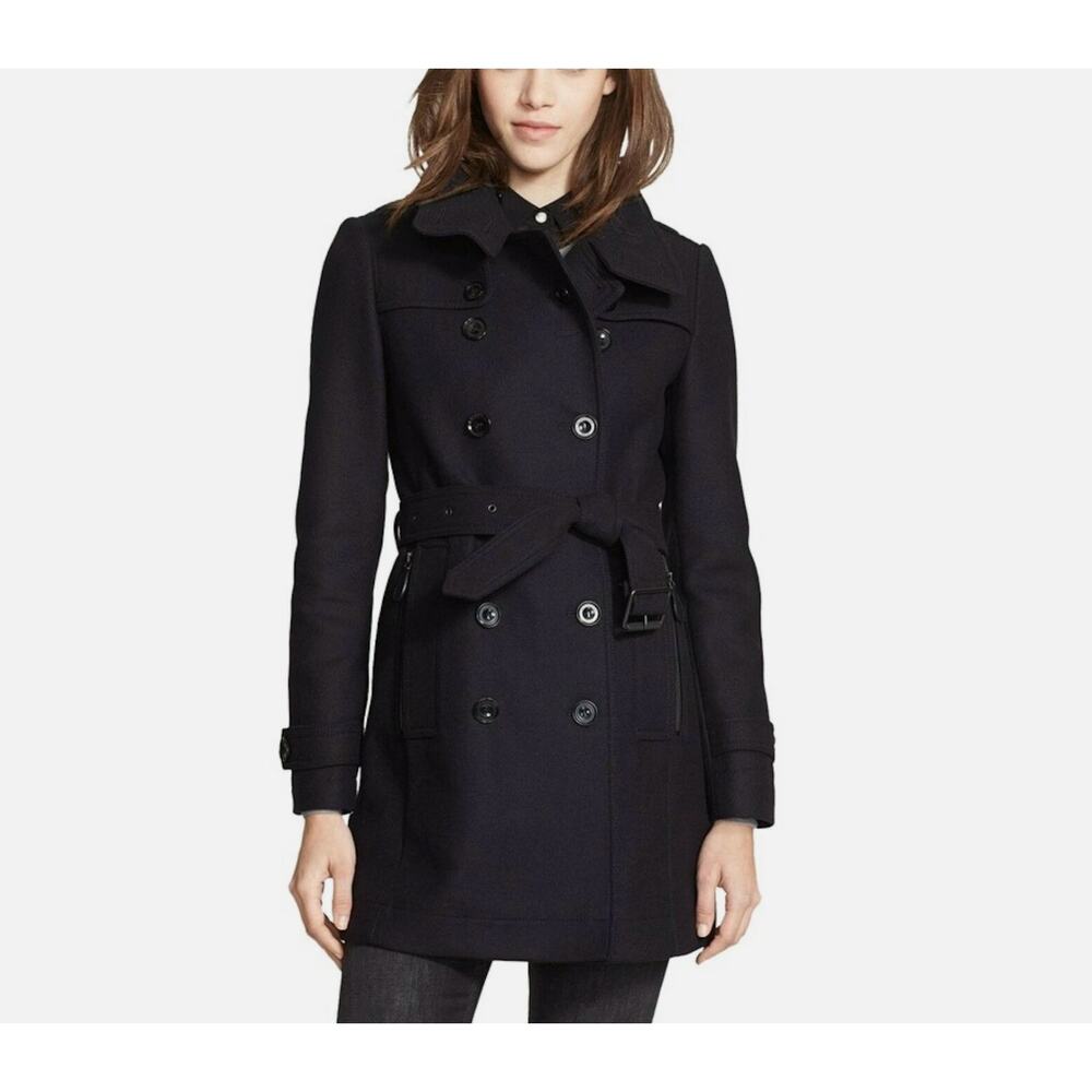 Burberry Daylesmoore Wool Trench Jacket Coat Black  Size 4